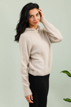 Hoodie in kid mohair and merino wool
