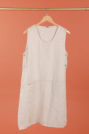 Sleeveless linen dress 100% linen 625519: GRIS ANTHRACITE