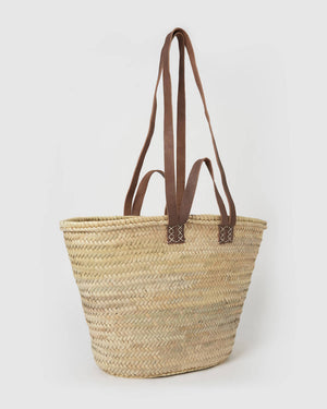 FRENCH BASKET large with double leather handles, market basket