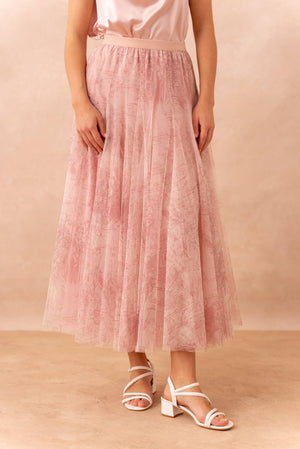 Amber skirt in toile de Jouy printed tulle - CK08202-1