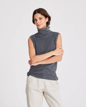 Tanja Knit Top GOTS 243975 - Dark Grey Melangè
