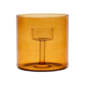 Amber Glass Tea Light Holder