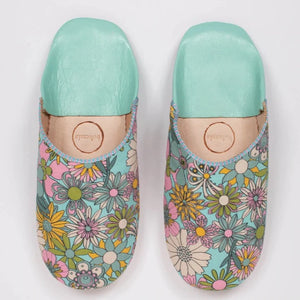 Margot Floral Babouche Slipper - Duck Egg