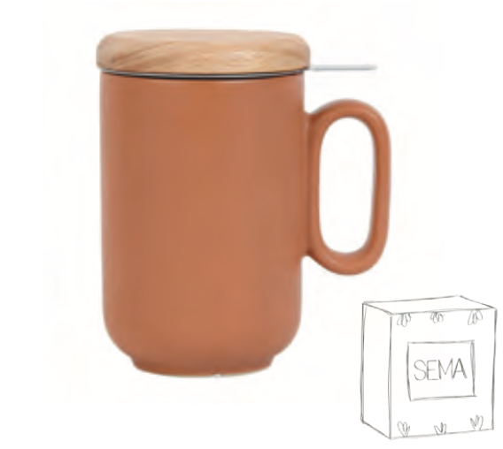 Baltika Stoneware Mug with filter, Terracotta
